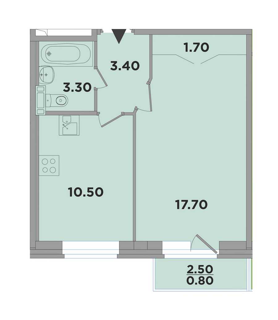 Однокомнатная квартира в : площадь 36.6 м2 , этаж: 1 – купить в Санкт-Петербурге
